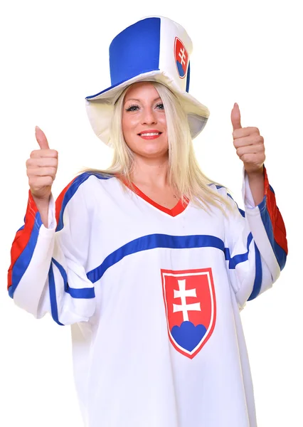 Blonde Frau slowakischer Fan — Stockfoto