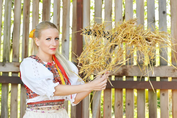 woman dressed in Slovakian folklore costume