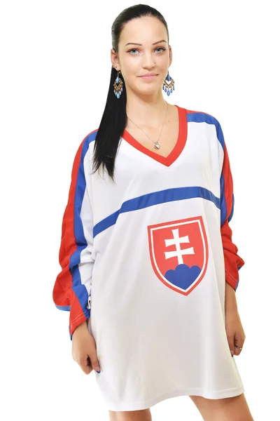 Kvinna i sport t-shirt — Stockfoto