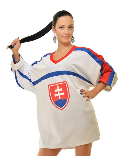 Frau im Sport-T-Shirt — Stockfoto