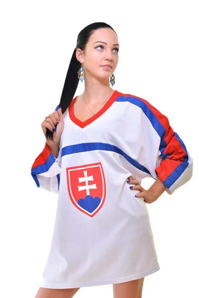 Frau im Sport-T-Shirt — Stockfoto