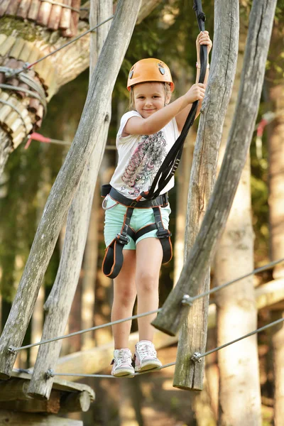 Happy girl climbing — Stock Photo, Image