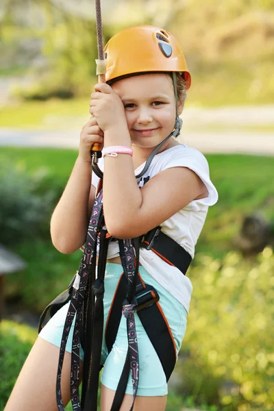 Happy girl climbing — Stock Photo, Image