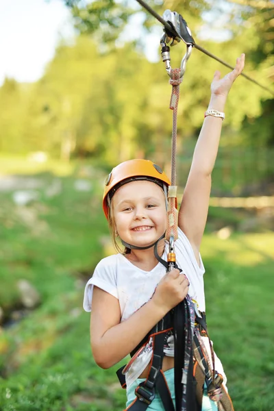 Happy girl climbing — Stock Photo, Image