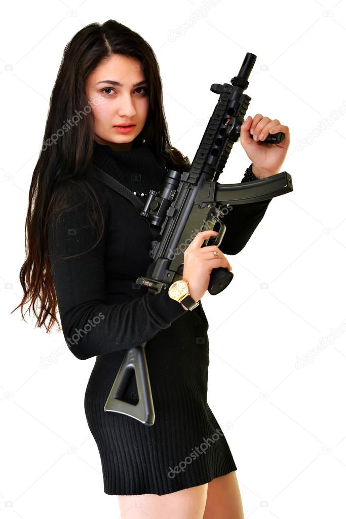 Young woman with gun