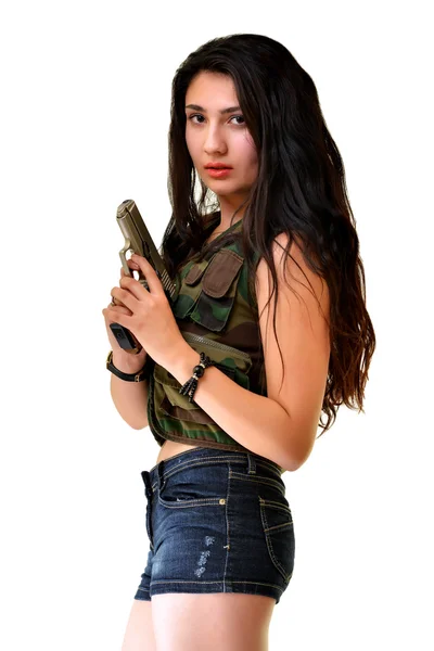 Mujer joven con pistola —  Fotos de Stock