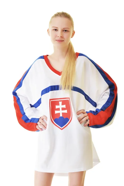 Szlovák női rajongó — Stock Fotó