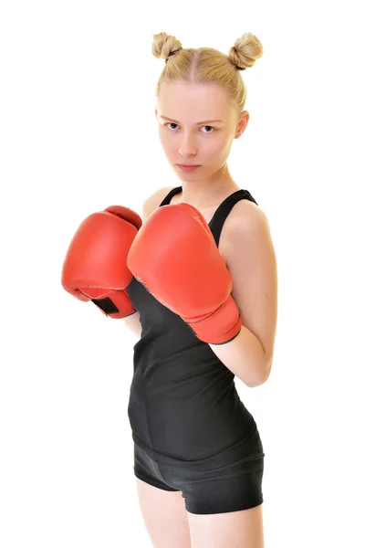 Atractivo boxeador femenino — Foto de Stock