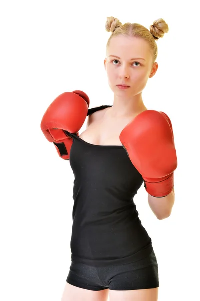 Atractivo boxeador femenino — Foto de Stock