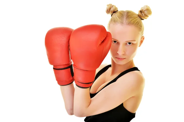 Atractivo boxeador femenino — Foto de Stock