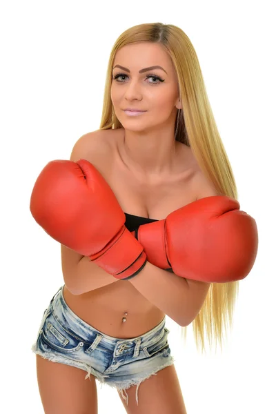 Giovane donna fitness boxe — Foto Stock