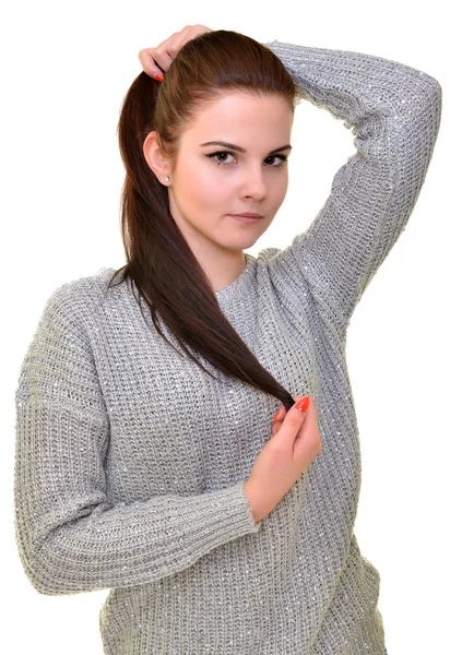 Portrait of an attractive fashionable young brunette woman. — Stock Photo, Image