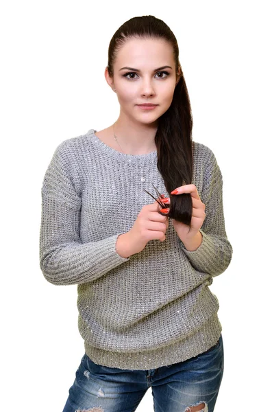 Portrait of an attractive fashionable young brunette woman. — Stock Photo, Image