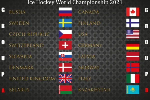 Объявление Участников Флагов Команд Соревнований Хоккею 2021 Года Хоккейный Стол — стоковый вектор