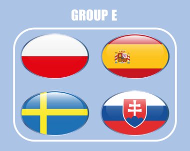 Avrupa Kupası metnini taşıyan katılımcı takımların bayrakları.