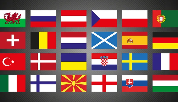 Flags Participating Teams Text European Cup — Stock Vector