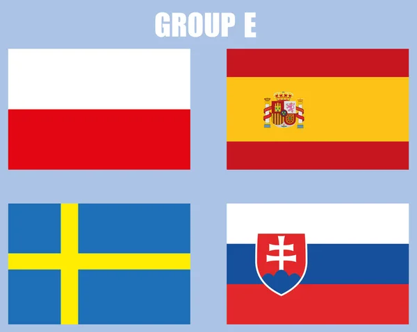 Drapeaux Des Équipes Participantes Avec Texte Pour Coupe Europe — Image vectorielle