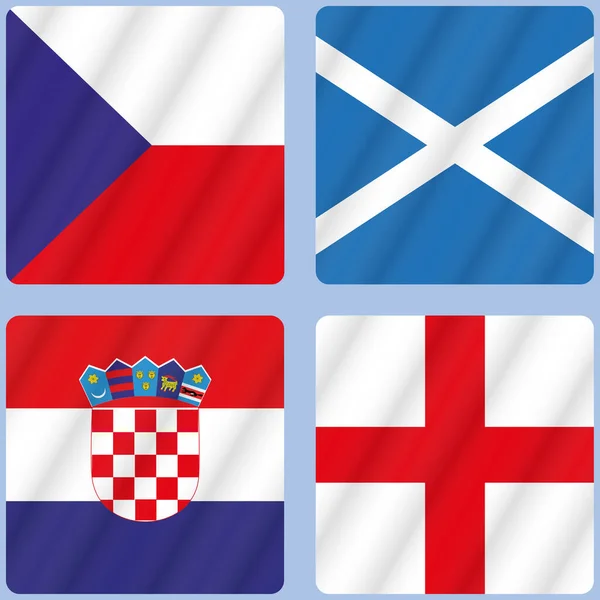 Bandeiras Das Equipas Participantes Com Texto Para Taça Europeia —  Vetores de Stock