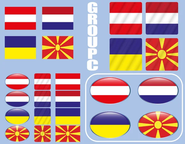 Részt Vevő Csapatok Zászlói Európai Kupa Szövegével — Stock Vector