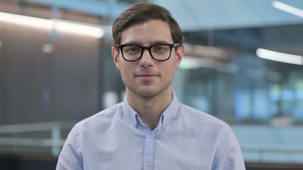 Portrait of No Sign by Young Man by Arms Gesture — Stock Video