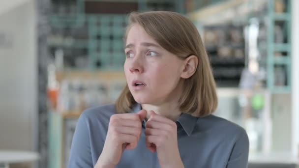 Portrait of Young Woman Feeling Scared, Frightened — Stock Video