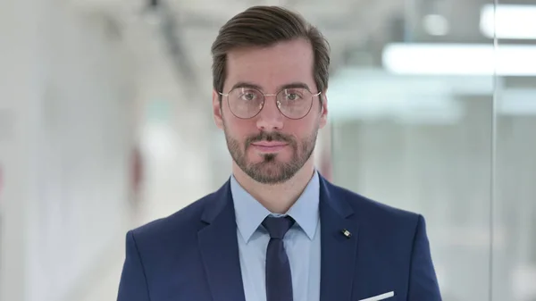 Retrato de un joven empresario serio mirando a la cámara — Foto de Stock