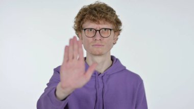 Beyaz Arkaplanda El Yazısıyla Kırmızı Saçlı Genç Adam