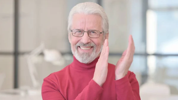 Portrait of Old Man Clapping, Applauding