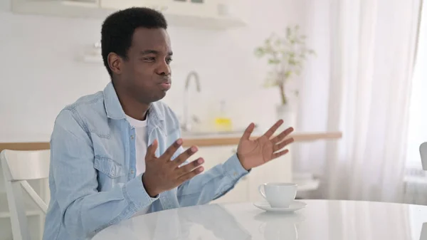 African Man feeling Worried at Home — Stock Photo, Image