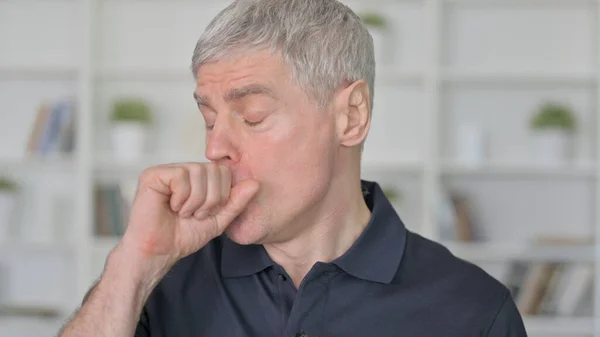 Sick Middle Aged Man Coughing — Stock Photo, Image