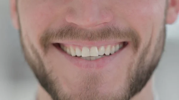 Close up of Mouth of Smiling Businessman — Stock Photo, Image