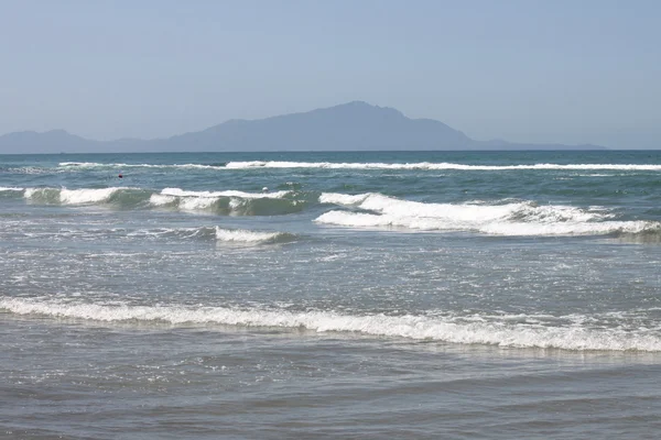 Stock image Mediterranean Sea with blue summer wave background. Beautiful water nature. Sea waves on beach.