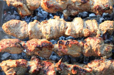 Izgara closeup döşeme shashlick