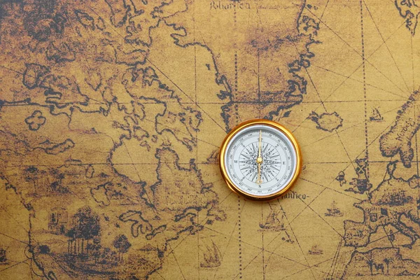 Classic Compass Background Old Vintage Map World Symbol Tourism Compass — Stock Photo, Image