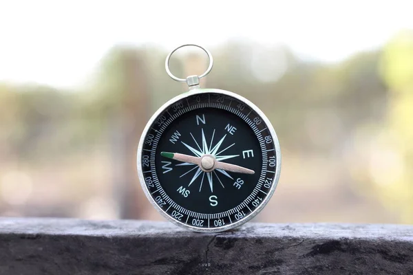 Classic Navigation Compass Natural Background Symbol Tourism Compass Travel Compass — Stock Photo, Image