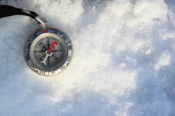 Classic Compass Snow Winter Symbol Tourism Compass Travel Compass Outdoor — Stock Photo, Image