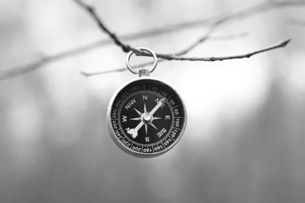 Classic Navigation Compass Natural Background Symbol Tourism Compass Travel Compass — Stock Photo, Image