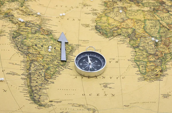 Classic Compass Background Old Vintage Map World Symbol Tourism Compass — Stock Photo, Image