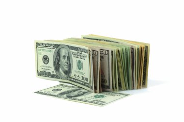 Beyaz arka planda izole edilmiş Amerikan doları