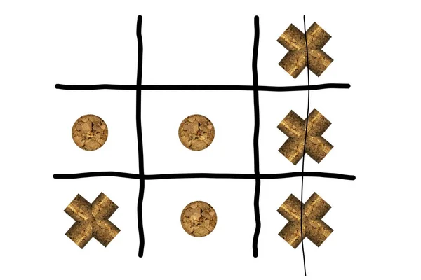 Abstract Image Game Tic Tac Toe Wine Corks White Background — Stock Photo, Image