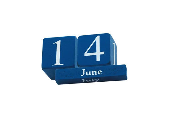 Klassischer Holzkalender Isoliert Auf Weißem Hintergrund Mit Datum Juni Tag — Stockfoto