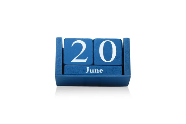 Calendário Clássico Madeira Isolado Fundo Branco Com Data Junho Dia — Fotografia de Stock