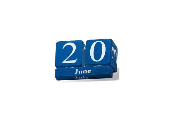 Klasický Dřevěný Kalendář Izolovaný Bílém Pozadí Datem Června Den Otců — Stock fotografie