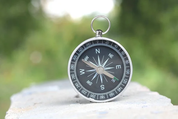 Classic Navigation Compass Natural Background Symbol Tourism Compass Travel Compass — Stock Photo, Image