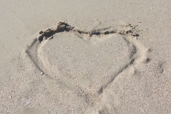 Abstract Image Shape Heart Sandy Beach Summer Symbol Love Sea — Stock Photo, Image