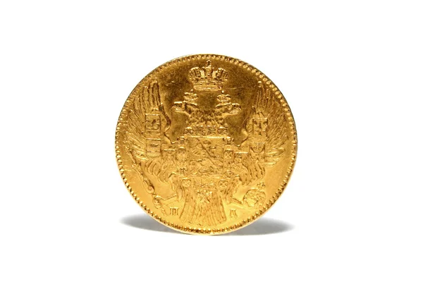 Antigua moneda de oro aislada sobre un fondo blanco — Foto de Stock