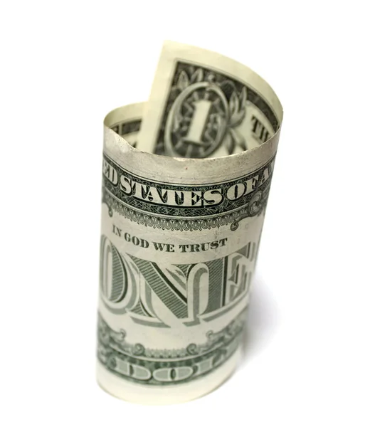 Nahaufnahme eines Dollars isoliert auf weißem Hintergrund. — Stockfoto