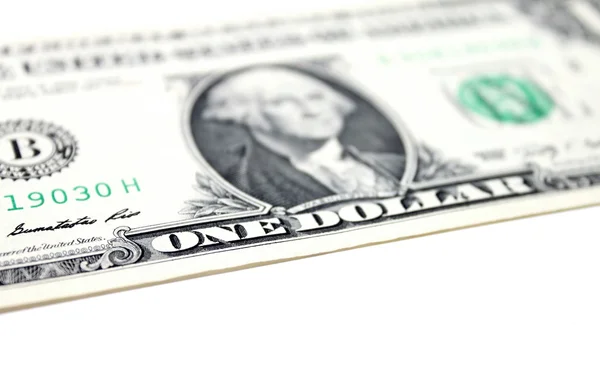 Closeup of one dollar isolate on white background. — Stock Photo, Image