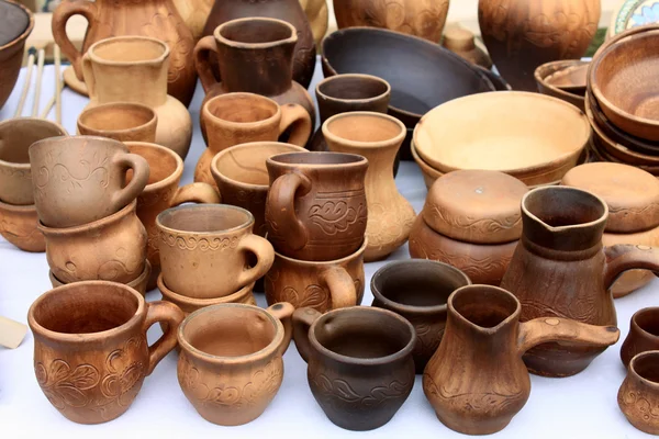 ecological clay pottery ceramics sold in market