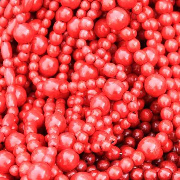 Beautiful red wooden beads closeup — Stock Photo, Image